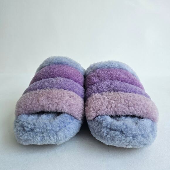Shearling Slingback Slides UGG Fluff Yeah Size 7 Cornflower MultiColor Wool Blue - Picture 3 of 10